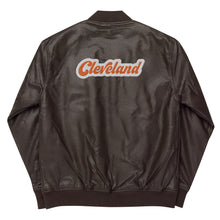 Load image into Gallery viewer, Cleveland Brownies Faux Leather Bomber Jacket
