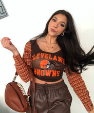 Load image into Gallery viewer, BROWNS FLANNEL SLEEVE TOP

