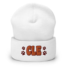 Load image into Gallery viewer, CLE PAW PRINTS CUFFED BEANIE- WHITE
