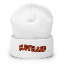 Load image into Gallery viewer, WAVY CLEVELAND CUFFED BEANIE- WHITE
