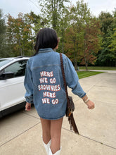 Load image into Gallery viewer, HERE WE GO BROWNIES MED WASH DENIM SHACKET
