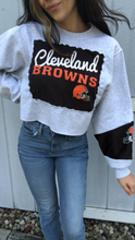 Load image into Gallery viewer, CLEVELAND BROWNS PATCH CROPPED SWEATSHIRT
